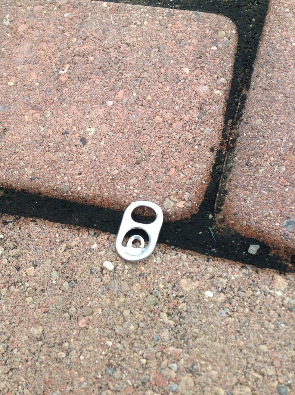 Most of the time when out in the wilderness you wan find trash. In this case a pop can can be useful. Take the tab off of the can to use as the fishing hook.