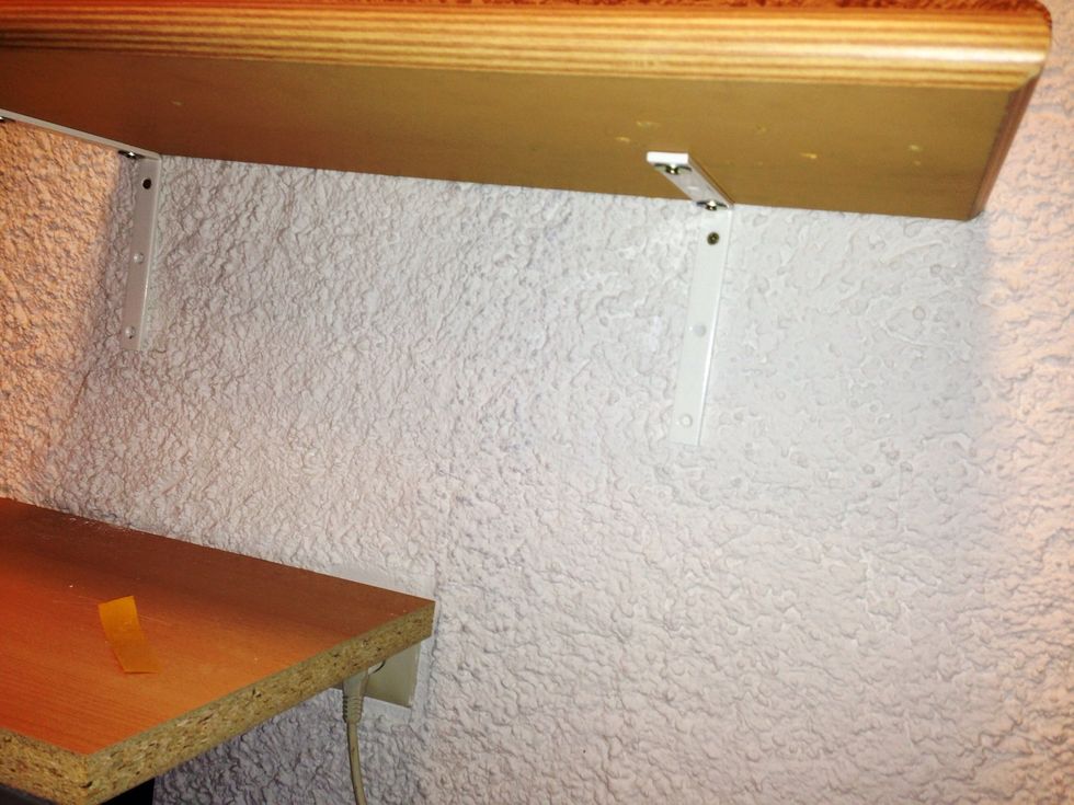 Mount the top shelves using L-brackets