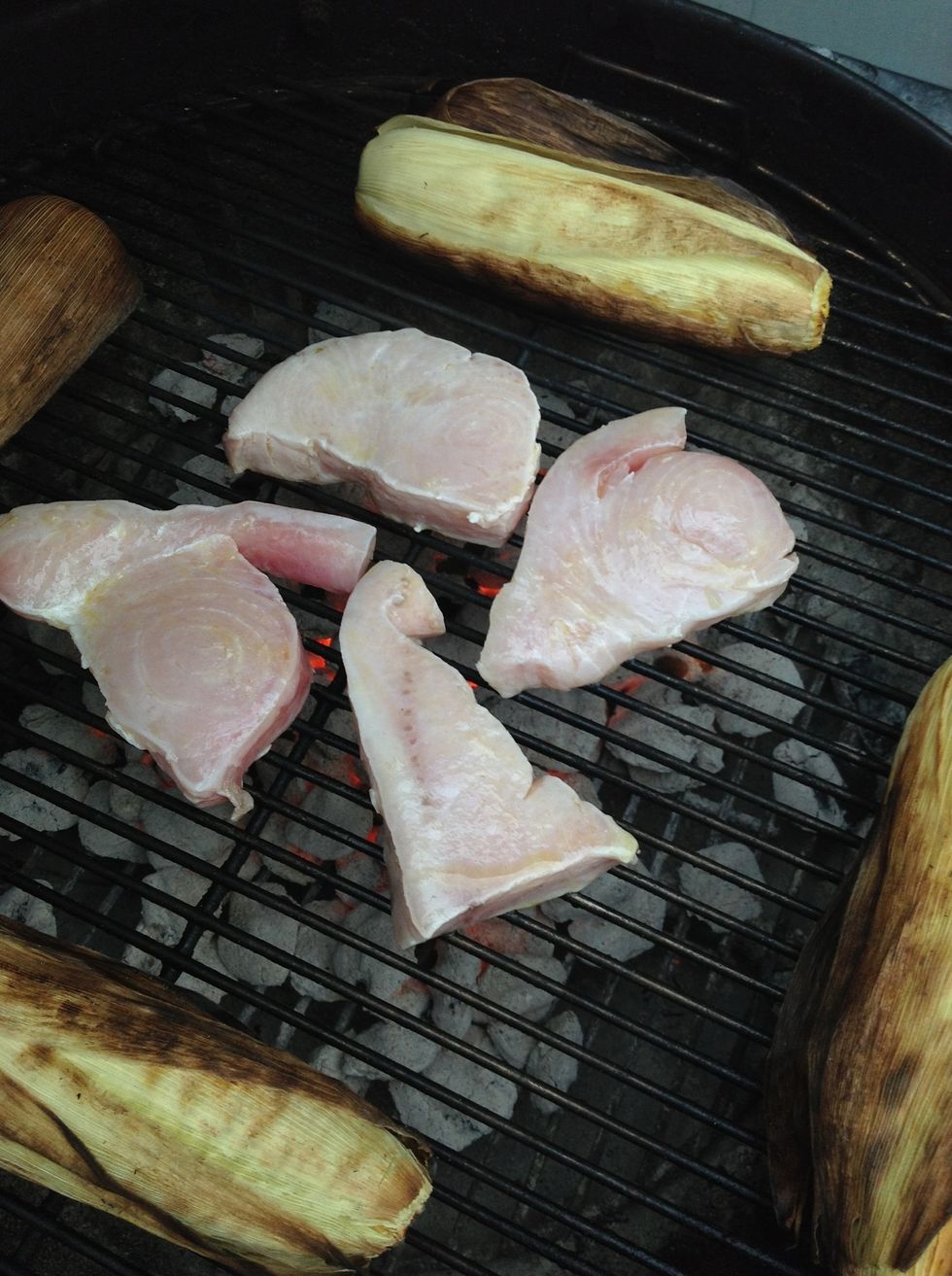 Move fish from marinade to grill (you can pan fry too). Blot excess marinade before placing fish.  Depending on heat cook 4 to 5 minutes per side.