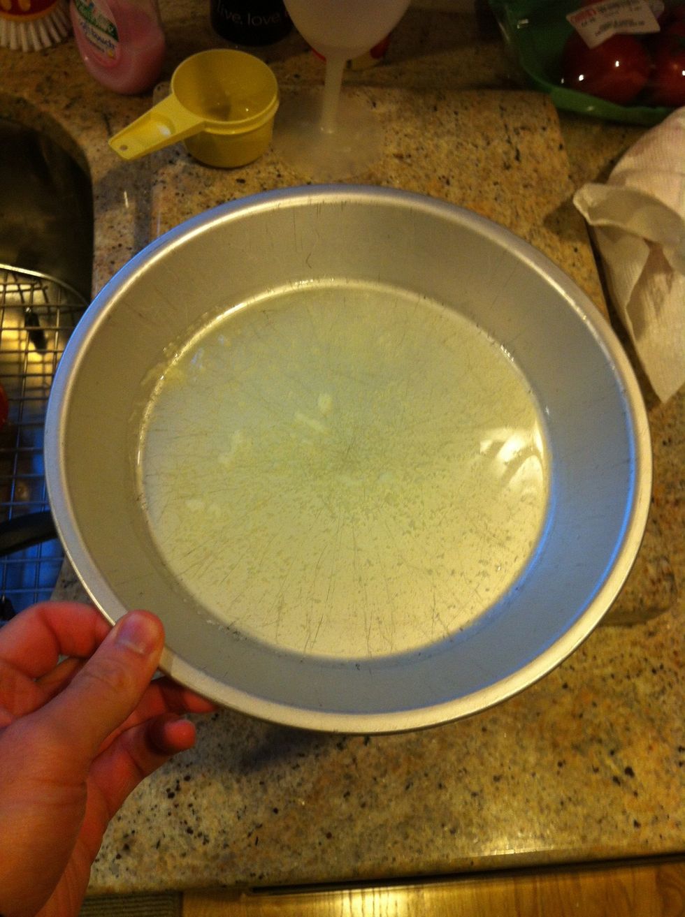 Move it around so that the butter covers every surface of the bottom