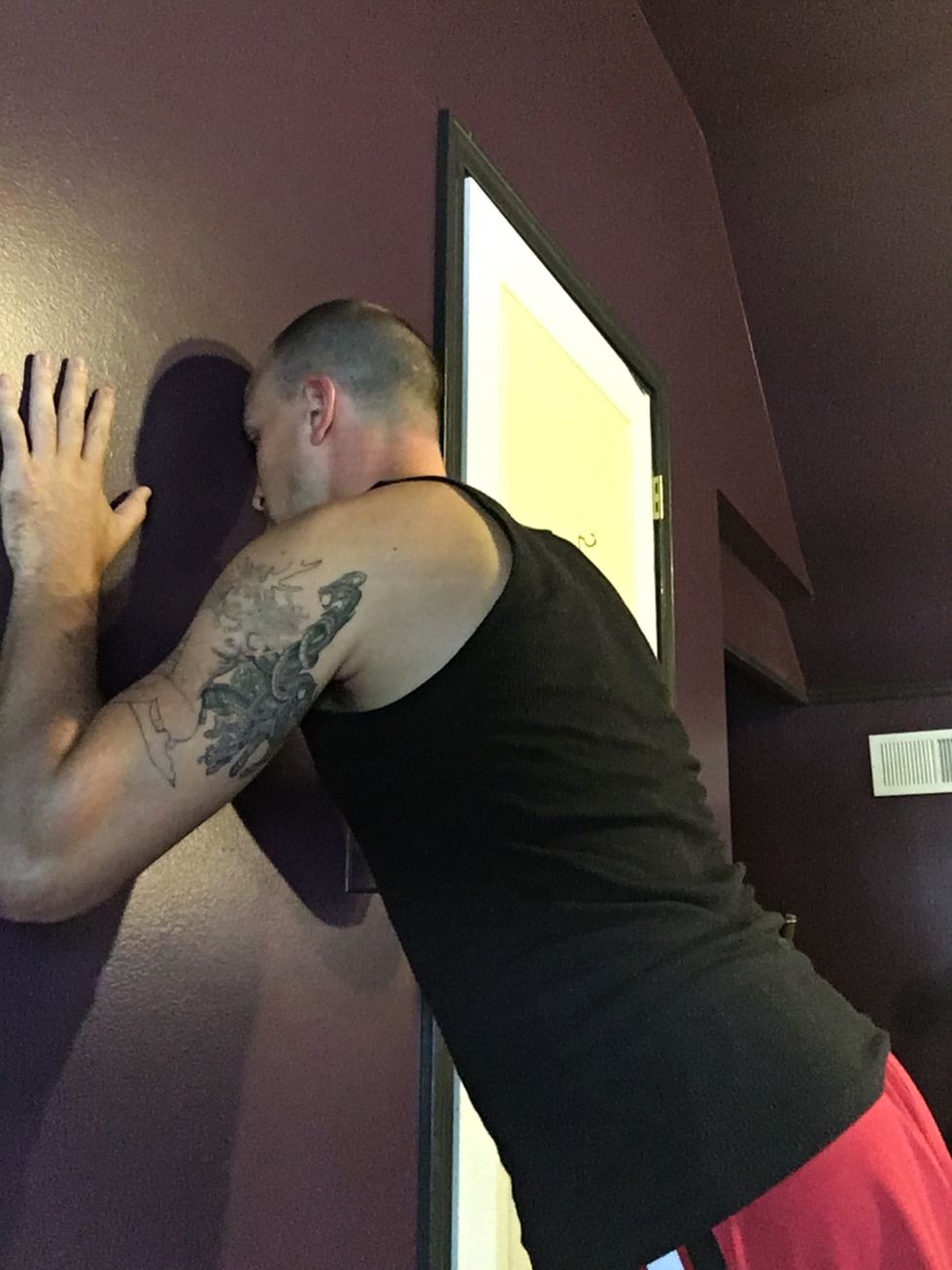 Move slow and controlled. This exercise can be adapted by adjusting your hand position. If you stick to it, you'll be on the ground doing push ups in no time.!