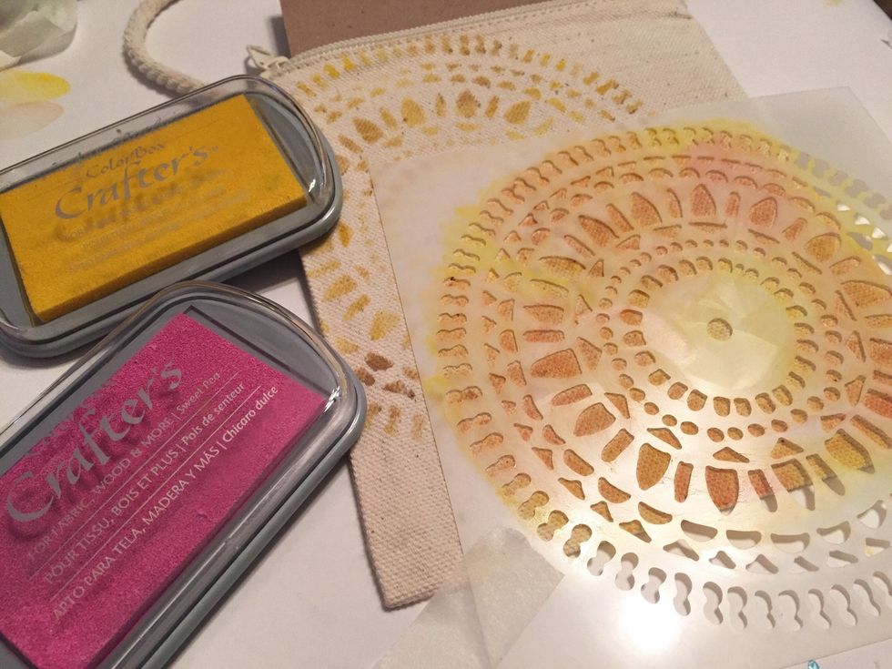 move stencil and ink with Sunshine and Sweet Pea Inks.