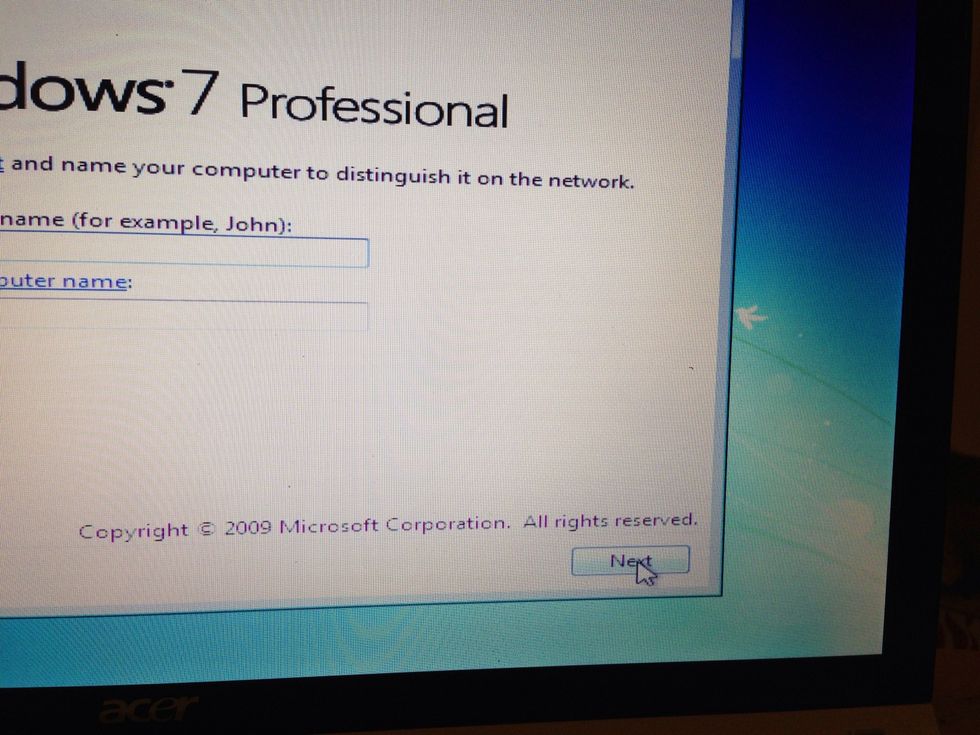 Move the mouse to the next button and click.