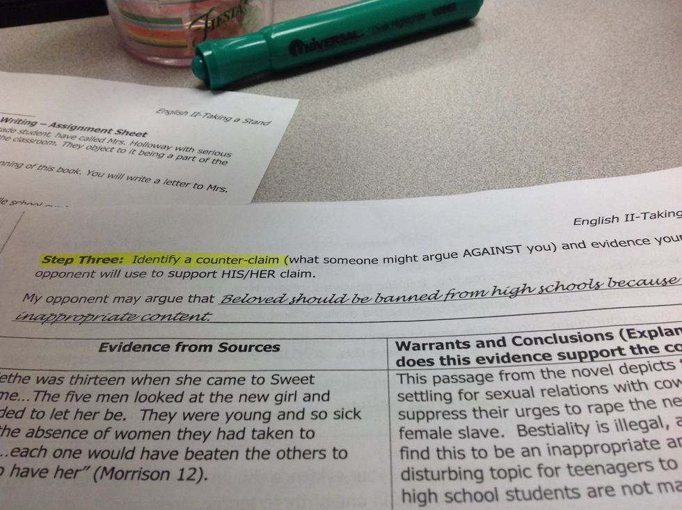 Move to step 3 on your sheet and write your COUNTER-CLAIM: what someone could argue against you.