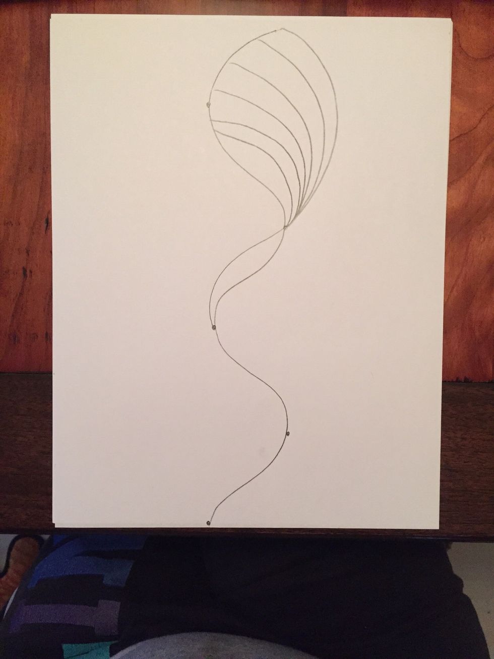 Move to the next dot down your paper. It should be on the left side of your wavy line. Repeat steps 4-6.