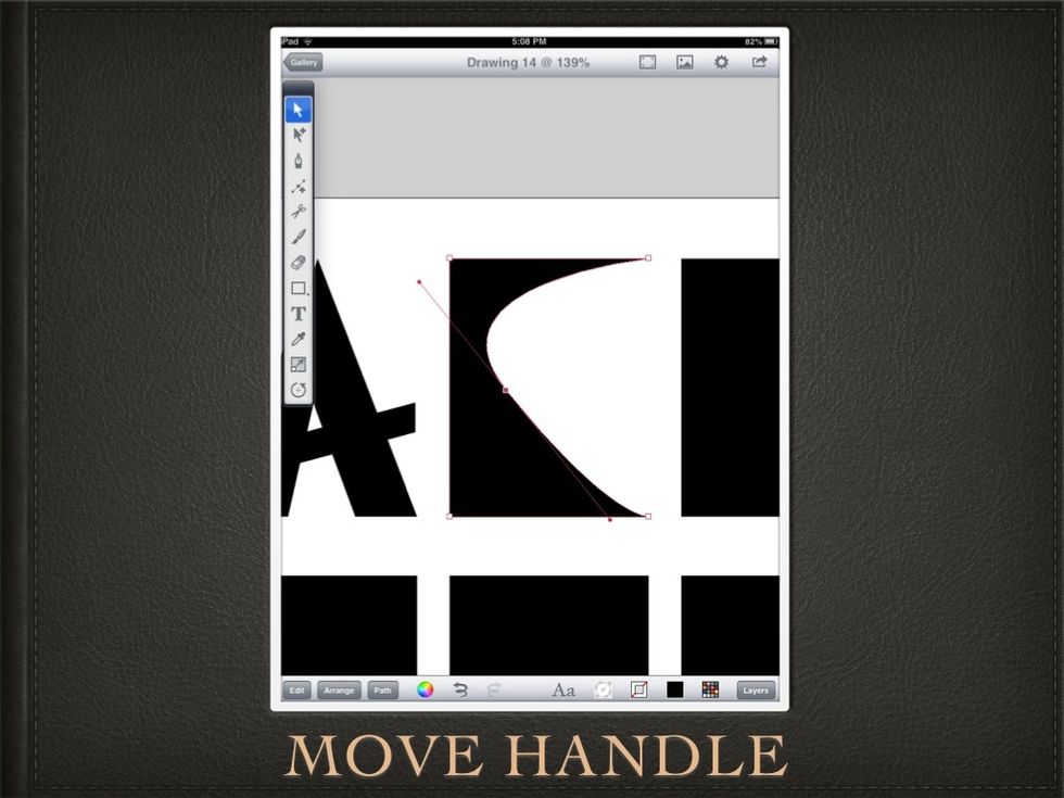 Moving the BOTTOM HANDLE.