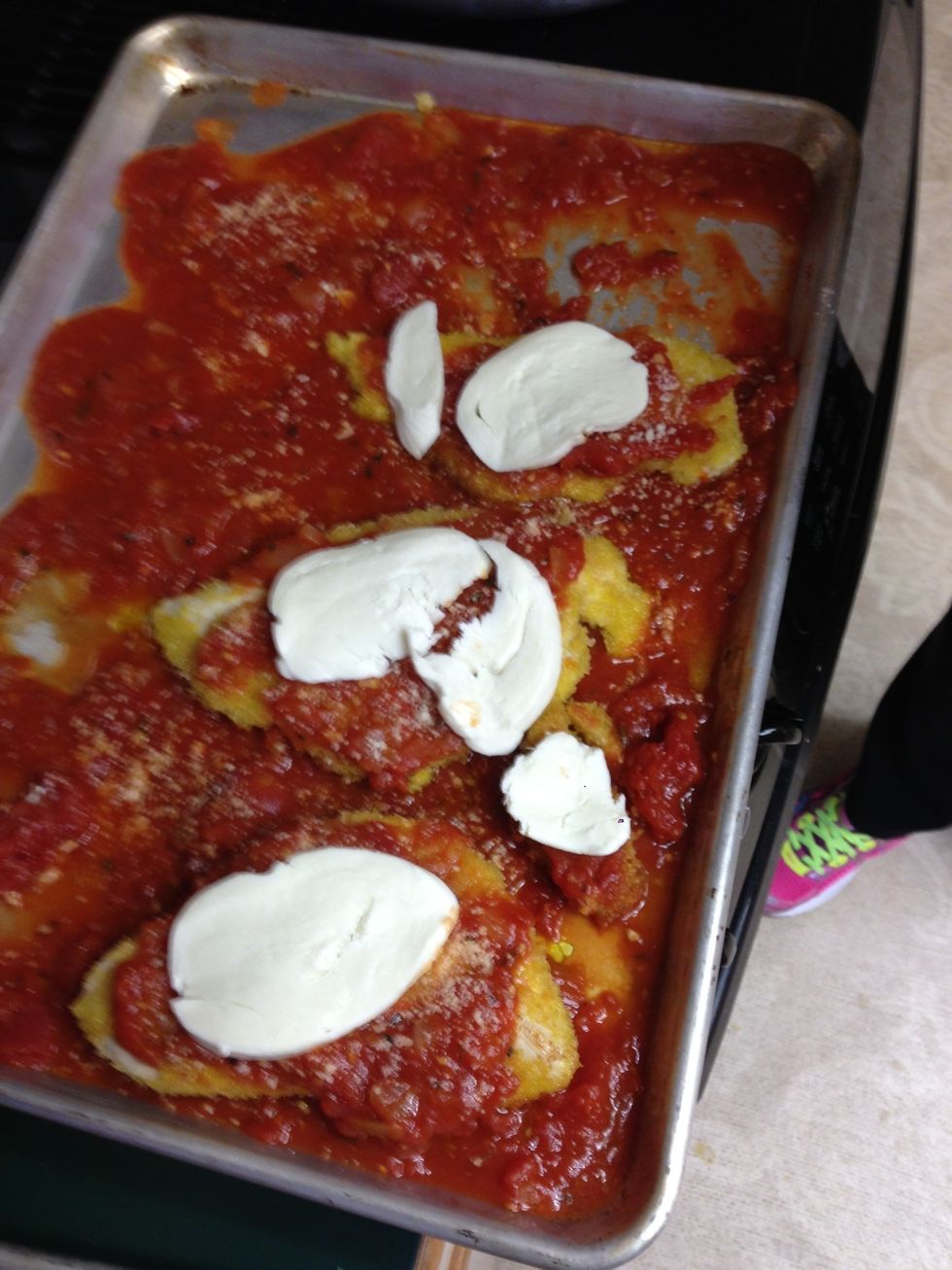 Mozzarella on top