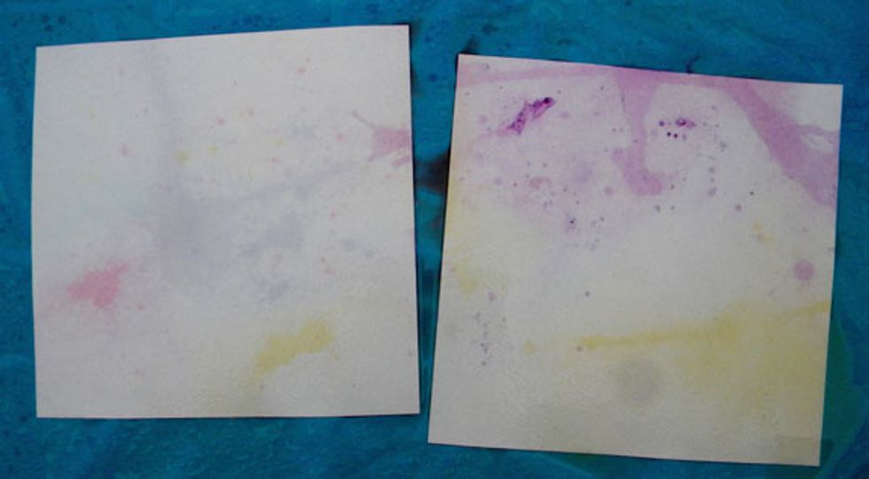 Much of the color washed a way because I didn't monitor it enough. It probably sat out there for a few hours. But I liked the soft background I created, or rather, the rain created.