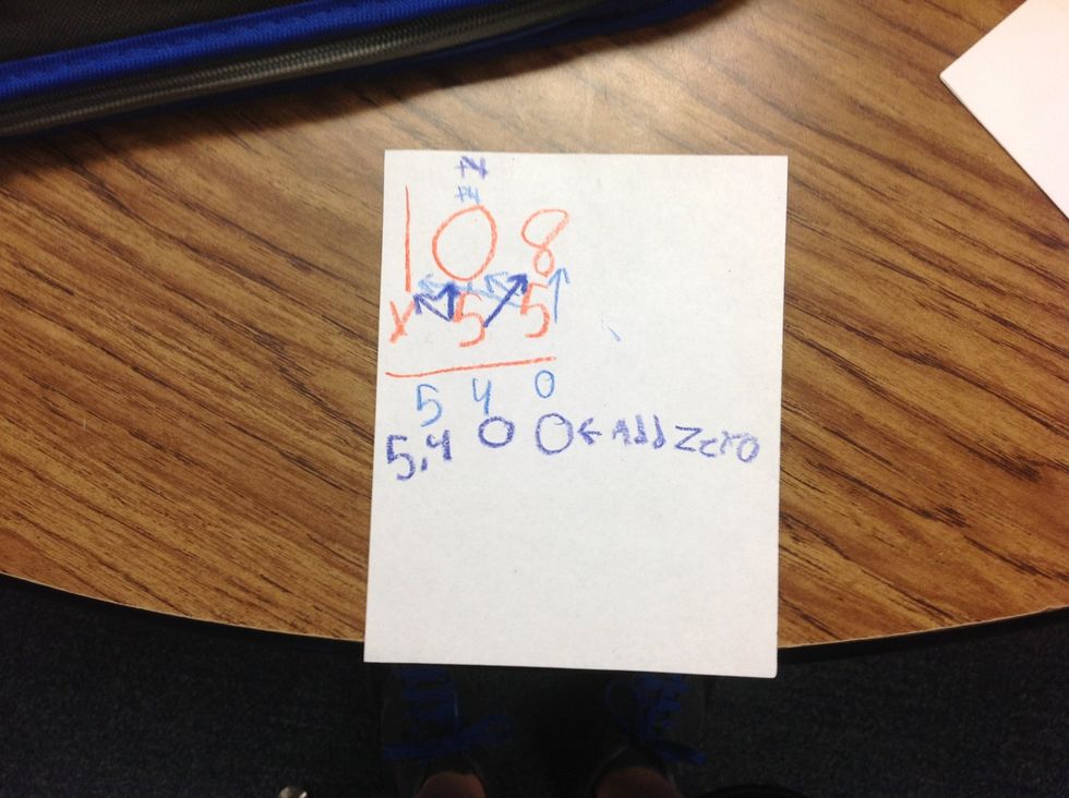 Multiply 5x1=5 then you put the 5 next to the 4.