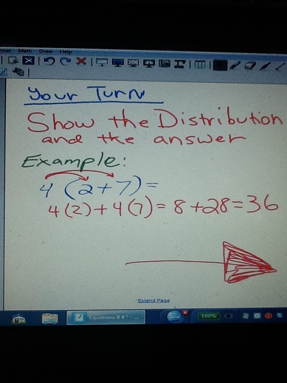 Multiply the outside number times EVERY number in the parentheses.
