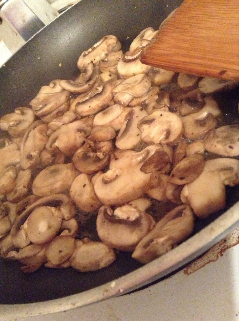 Mushrooms will begin to sweat -- flip a few times -- cook until browned