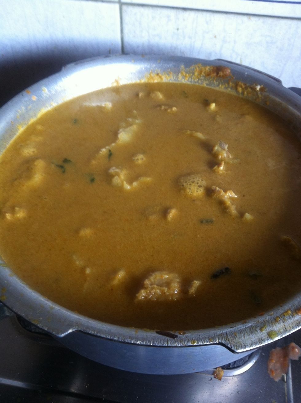 Mutton is a very tough meat to soften, so be generous with the water. It is best with steamed rice so you would like to keep it in gravy form after it is cooked, so more water