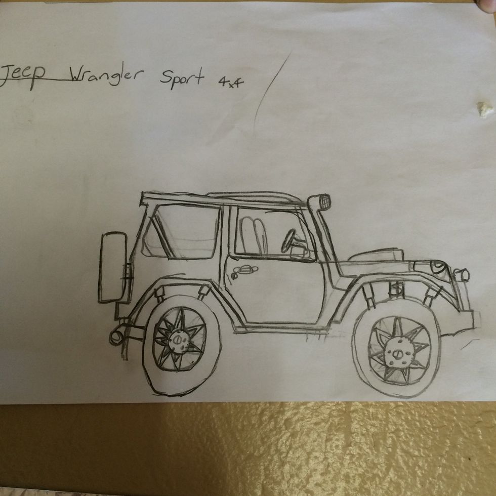 My 9 yr old son chose a picture he had drawn previously.