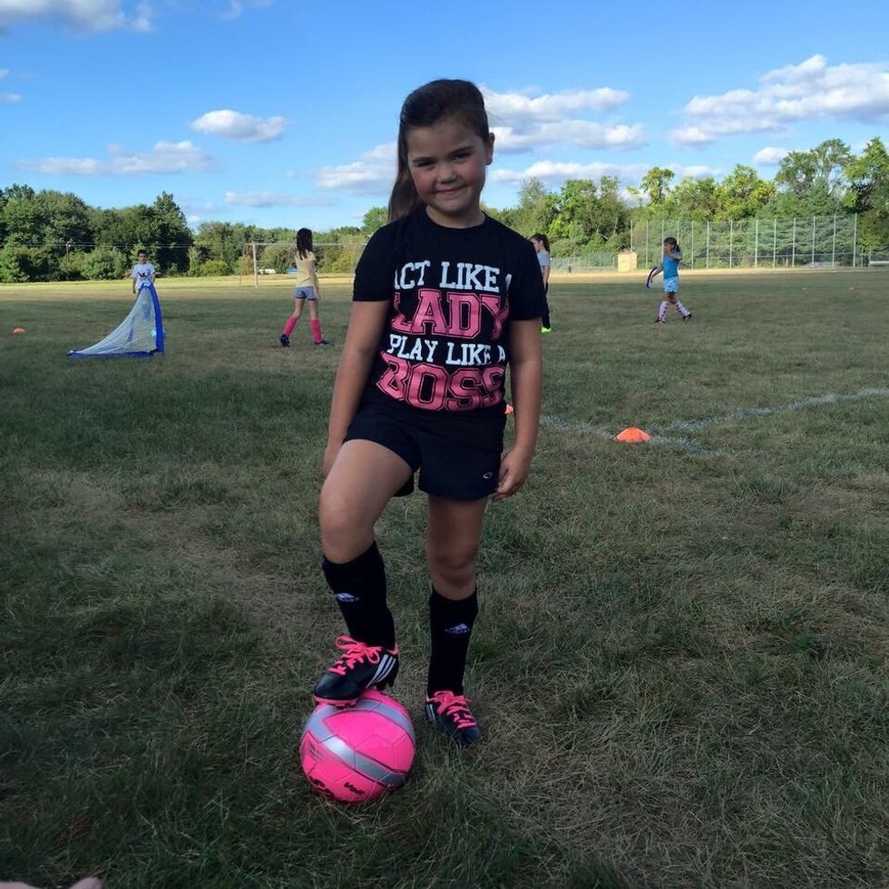 My batgirl playing soccer for the first time.