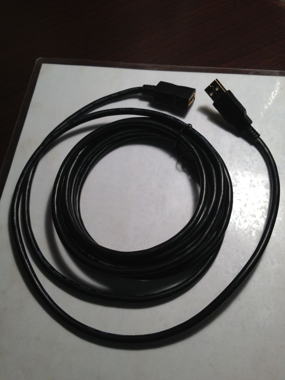 My cable is 10 feet long. I don't actually need 10 feet, so I use a twisty tie to keep the bundle neat.