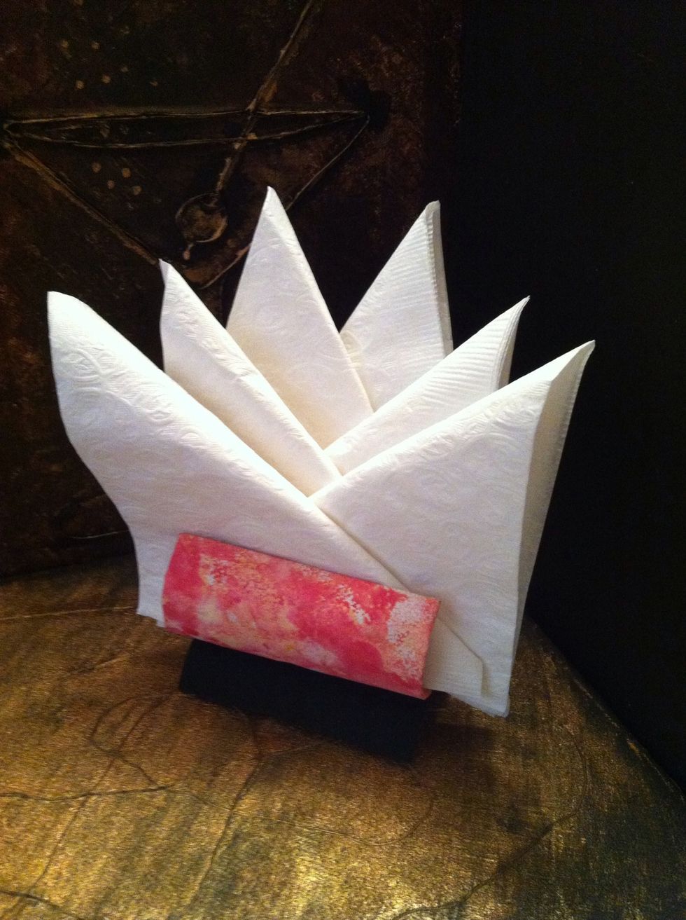 My daughter made this design. She used a sponging technique to apply the paint. She prepared it for grandma.