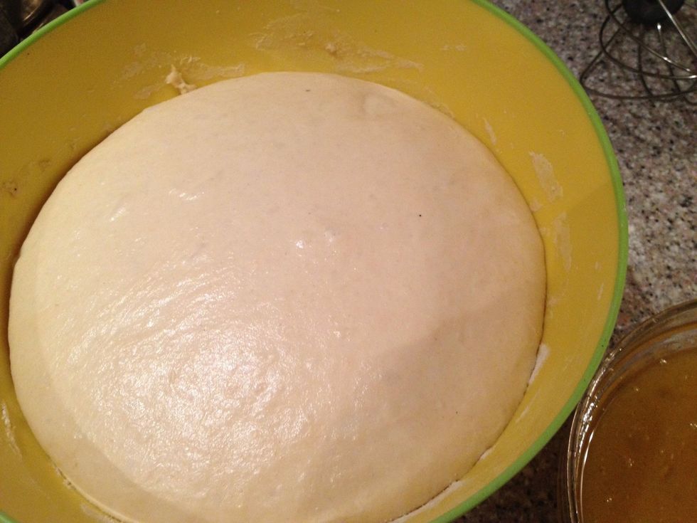 My dough was in the fridge and has now doubled in size. It took 24 hours.