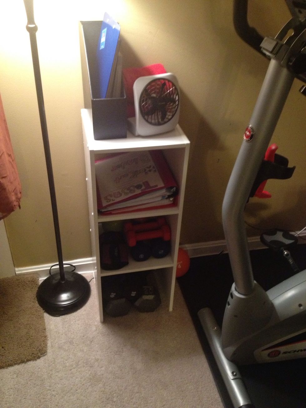 My fan, towels, magazines ontop