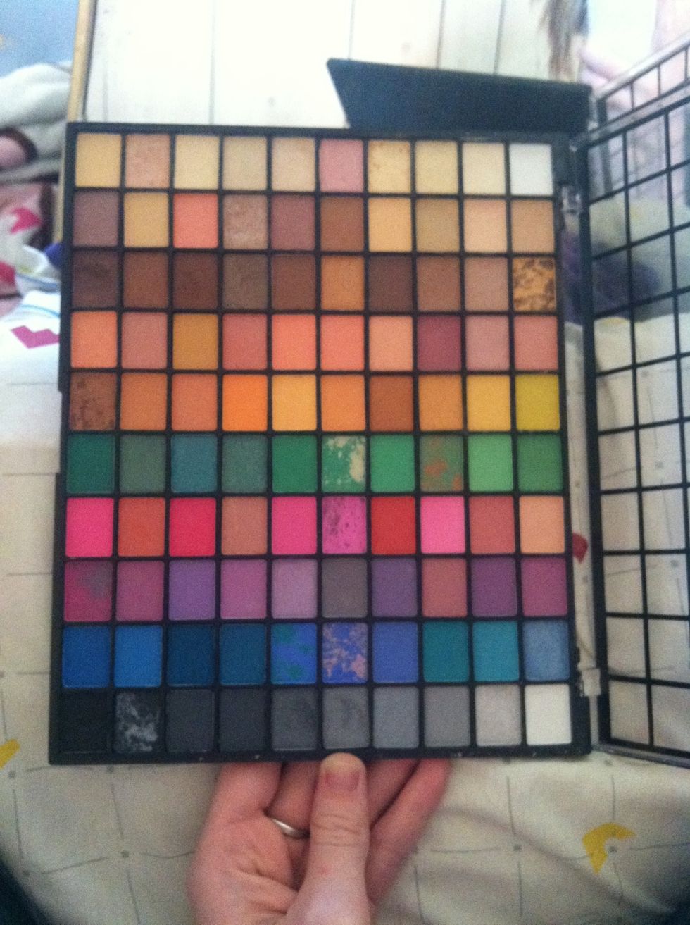 My favorite 100 color eyeshadow palette by ELF cosmetics. I got this for 10$ (: