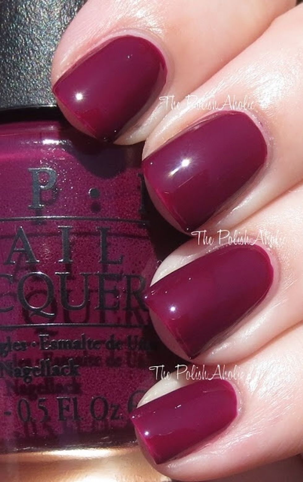 My favorite fall nail polish is the shade The Cable Car Pool Lane by O.P.I. It's the perfect warm, deep red/burgundy color.