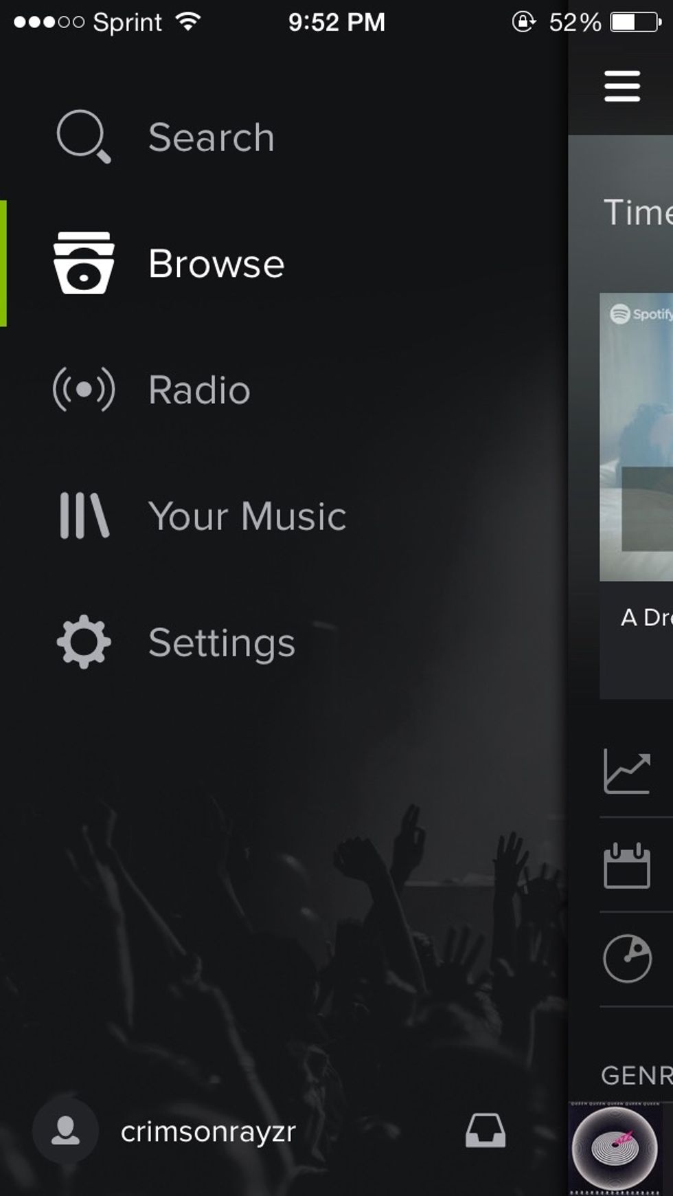 My favorite way to find music through Spotify is as follows. Go to the browse section.