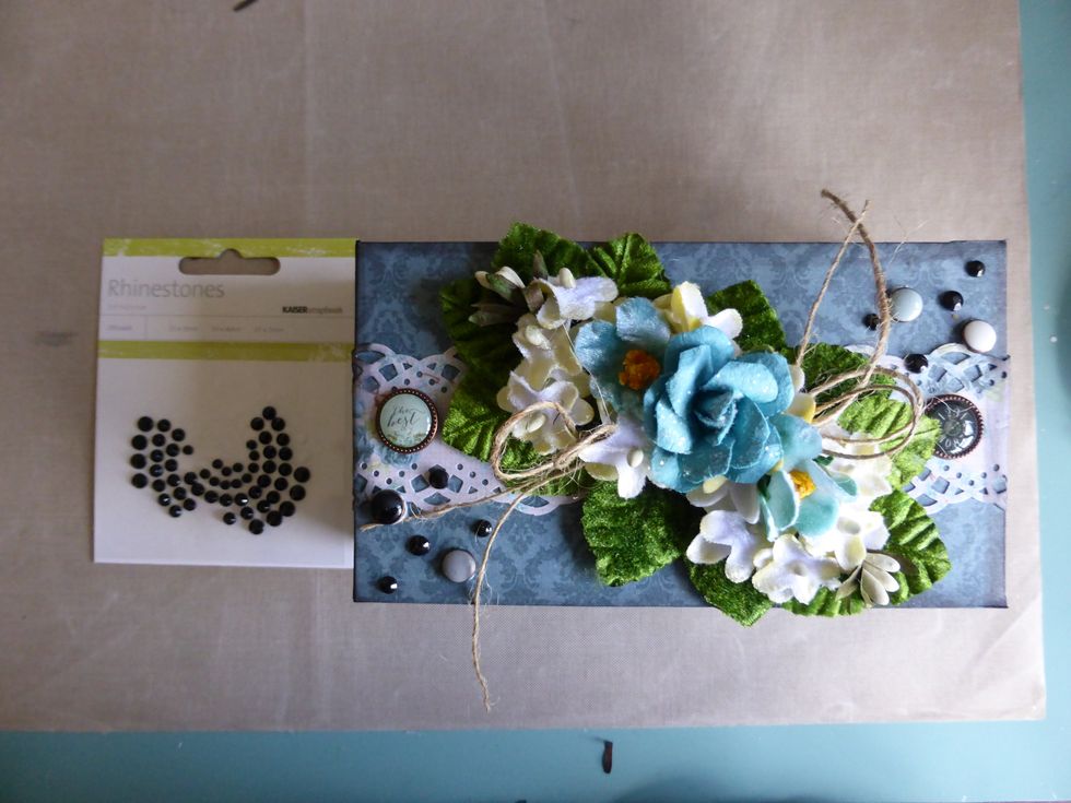 My final step was to add a few Kaisercraft black rhinestones from the embellishment add on.