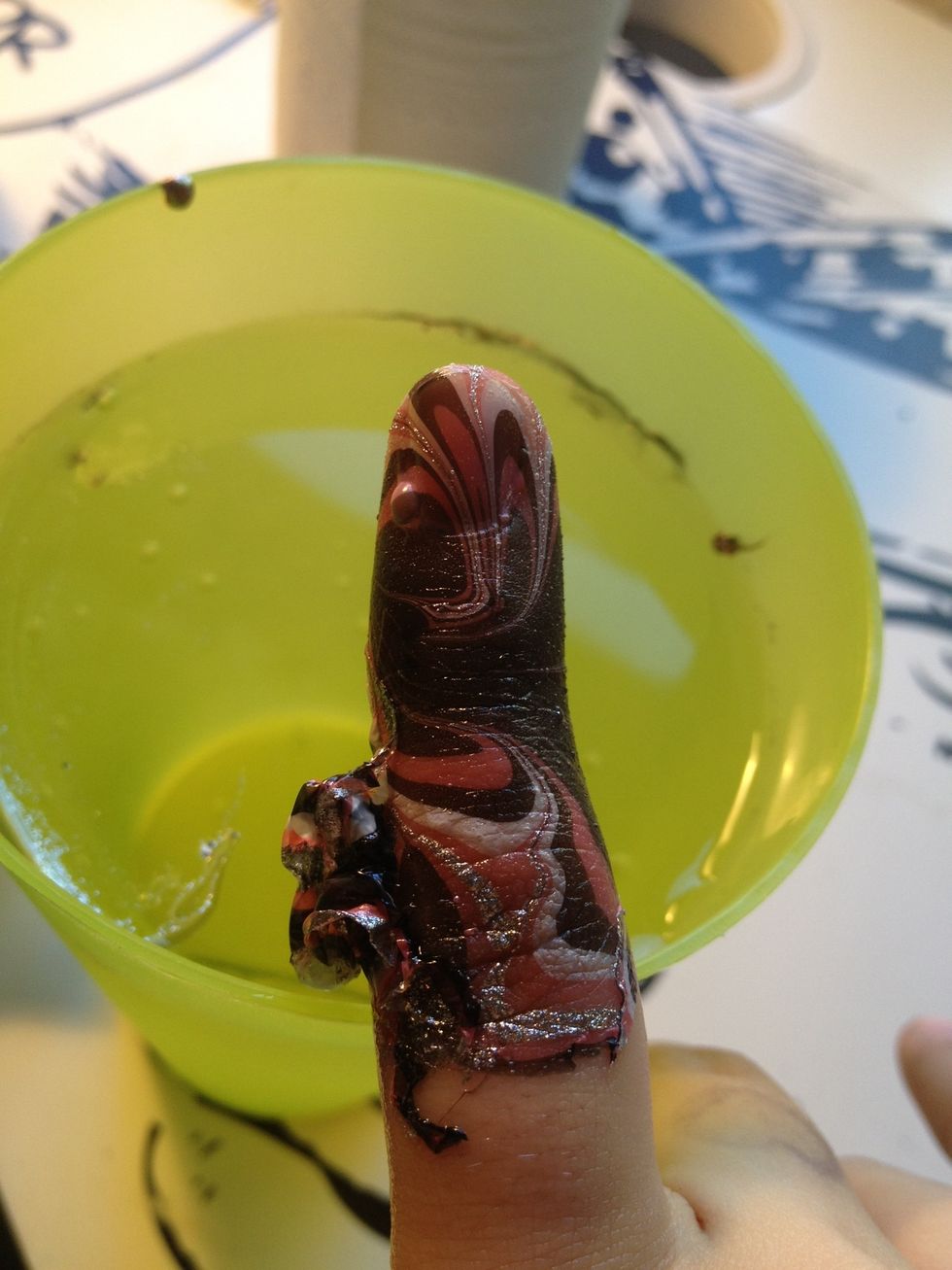 My finger looked like this. You can put tape around your finger to prevent this. I didn't have any at home.