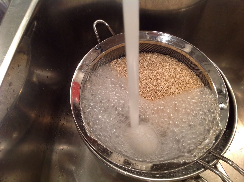 My friend Cindy taught me to make Quinoa this way. It stops it from being too 'earthy'. Rinse the quinoa thoroughly until the water runs clear.