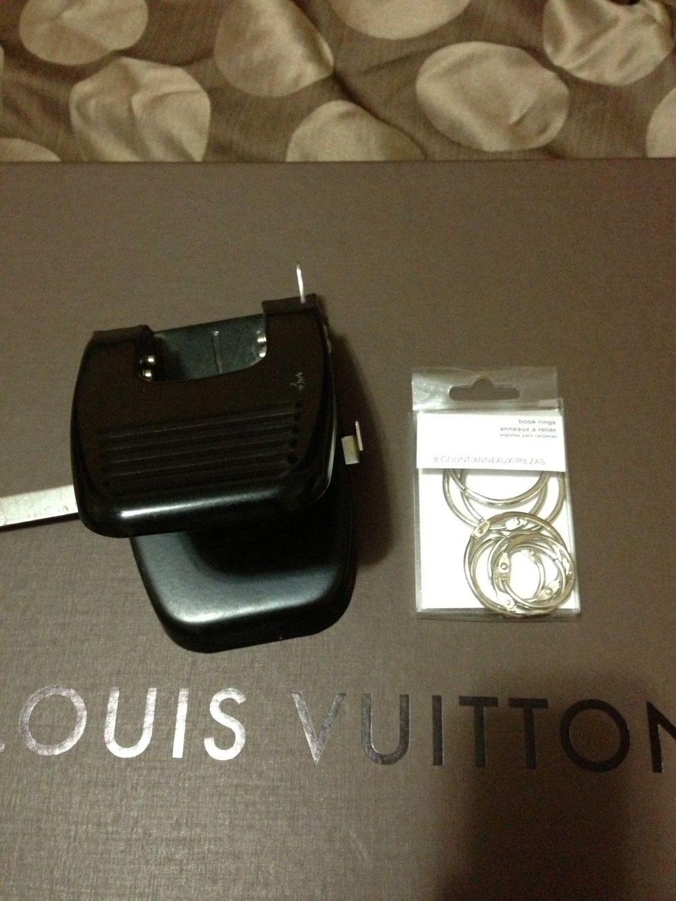 My handy 2 hole punch & a package of book rings.