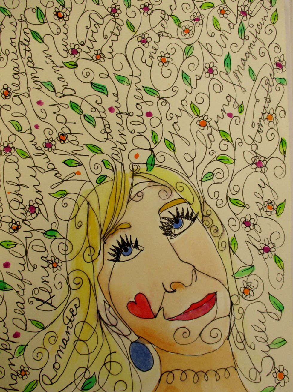 My inspired portrait. I'm not quite finished but it gives me something to doodle on another day.