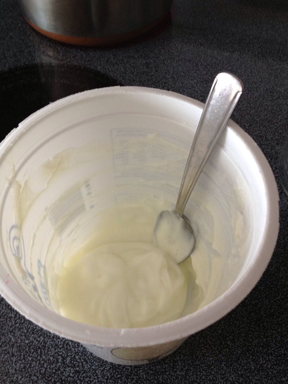 My leftover yogurt I bought last week. If you are looking to make plain yogurt, use plain, flavorless leftover yogurt.
