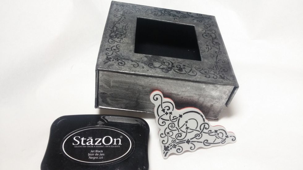 My next step was to add lots more texture with stamping. I am not that great at stamping, so my strategy here is to make a mess of it on purpose.