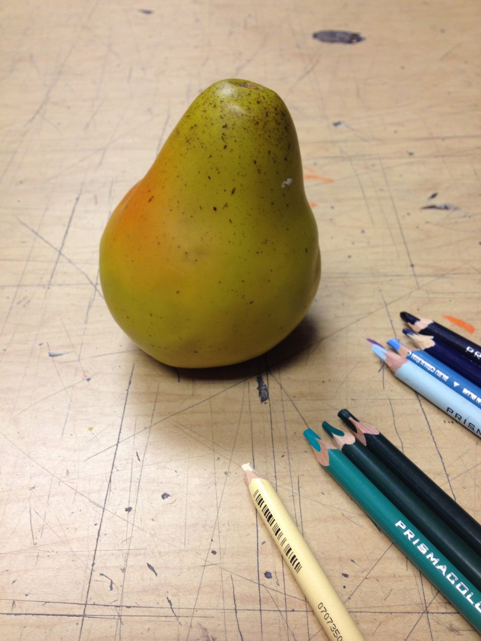 My original pear to compare. Keep in mind that it doesn't matter if your drawing matches exactly. Your drawings need to be able to stand on their own as   something of interest. Make it interesting!