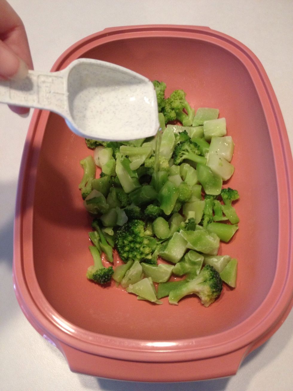 My package directions said to add 2 tbsp water, cover, and microwave for 4 minutes.