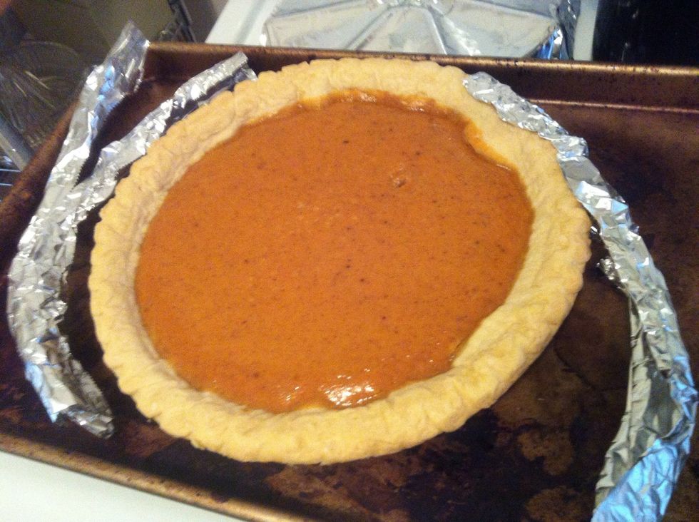 My pie is suppose to bake for 40 min. I removed the foil after 30 min.