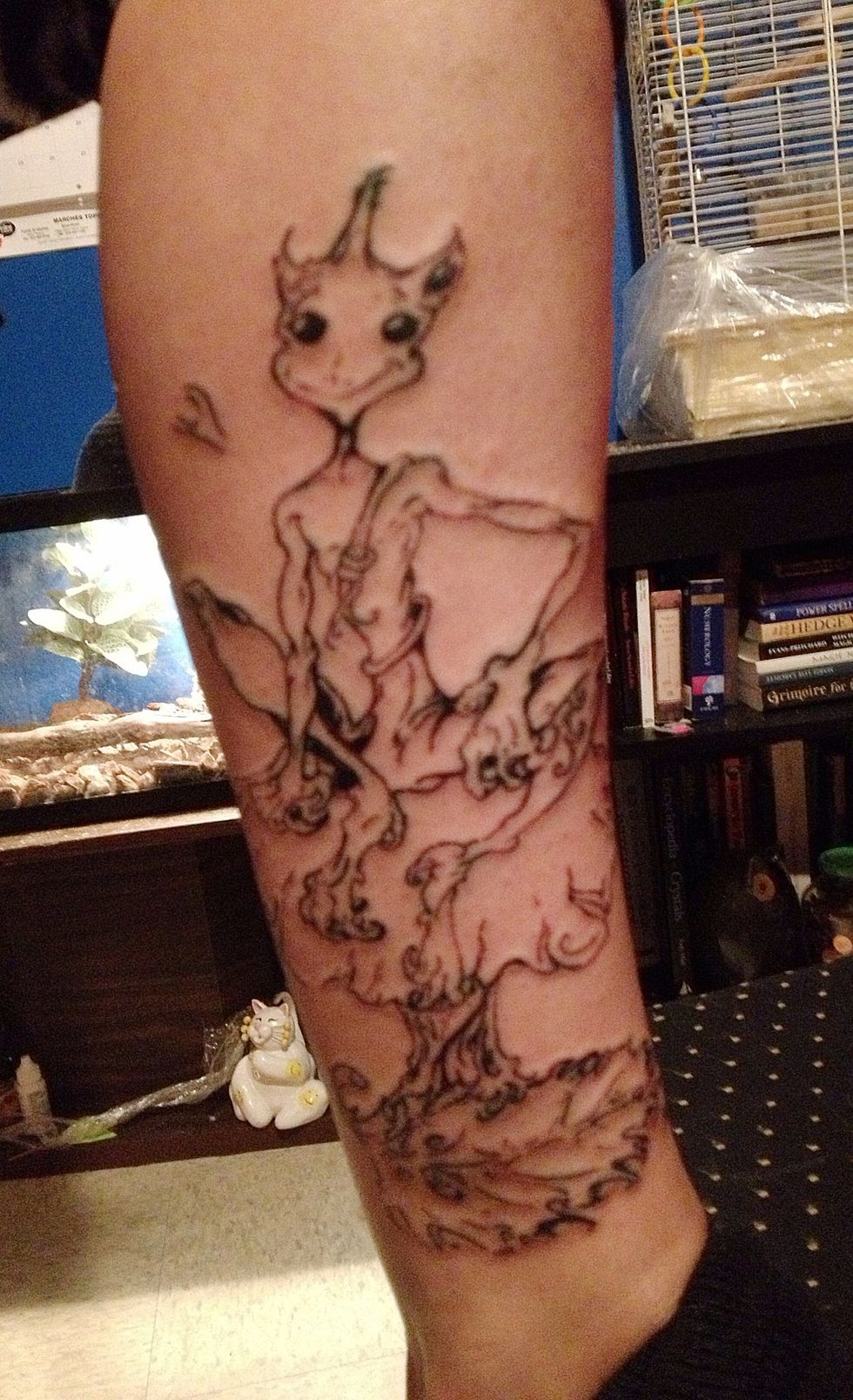 My procedure is a little unusual from other tattoo artists. I treat the skin and art work as I would paper, or canvas. I'm prepared mentally. I use no stencils.