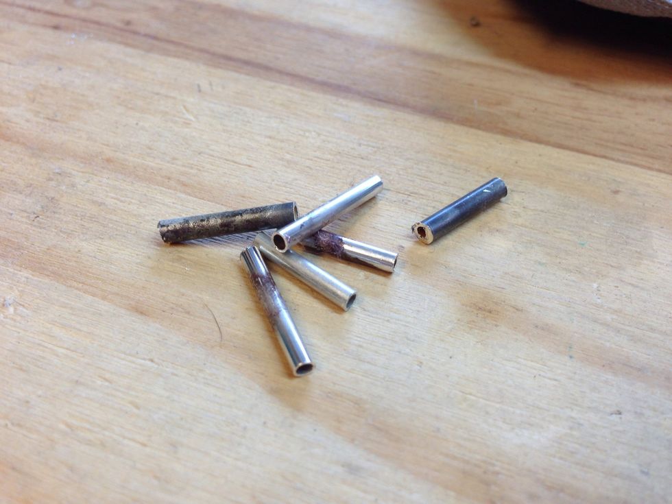 My silver was badly tarnished, but it will be cleaned up later. It's hard to see, but there are 2 thicknesses of tubing that I'm using. "Similarity" is more interesting than "uniformity."