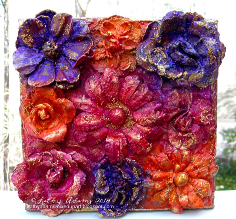 My spring canvas bouquet is ready to hang and enjoy! Go grab some Art Anthology mediums and make one of these!