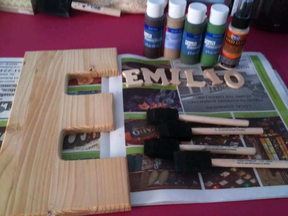 My supplies (I only ended up using the two browns)
