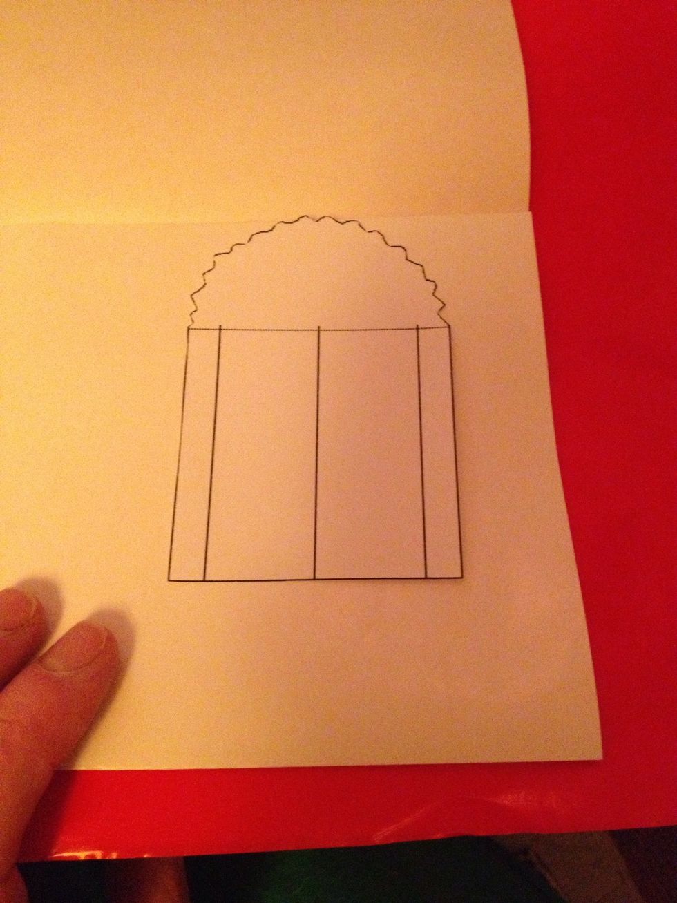 My template it is 3.5 in. tall and 2.5 in. wide the lines are 2.5 in. long you can play around with the space between the lines and they don't have to be straight, as long as you keep the dimensions.