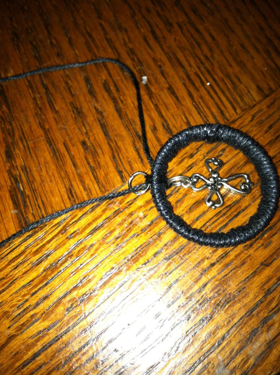 My video of this step got messed up. I'll try to explain it. If you don't know how to make a larks head knot leave a comment and I'll try to explain that too.