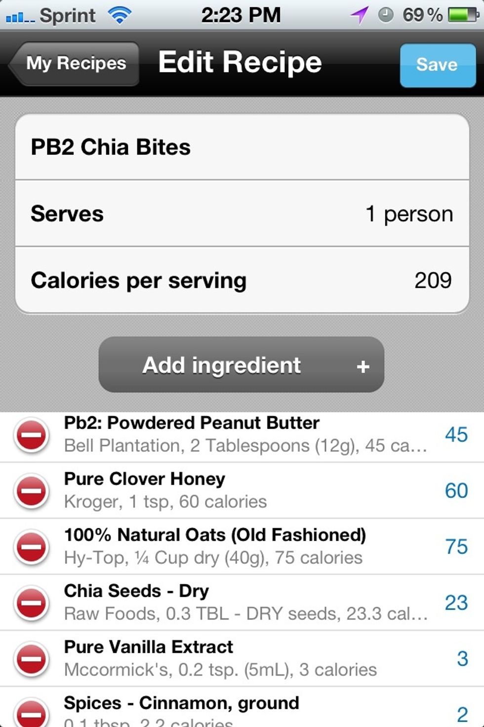 MyFitnessPal app \ud83d\ude0aNutrition info: calories - 209, fat - 4.2g, sodium - 94 mg, potassium - 39.2 mg, carbs - 38.4 g, dietary fiber - 6.2 g, sugars - 17.7 g, protein - 8.2 g, calcium - 5%, iron - 9.1 %