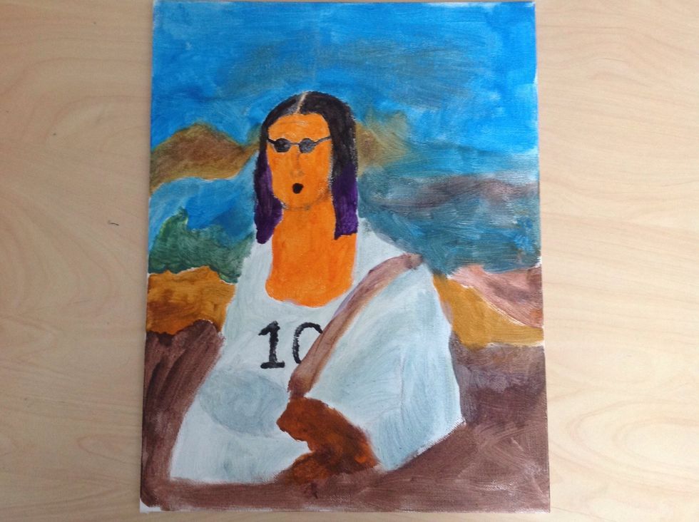 N\u00e4r du \u00e4r n\u00f6jd med skissen, kan du b\u00f6rja f\u00e4rgl\u00e4gga den med med sm\u00e5 penslar. Det blir l\u00e4ttast s\u00e5