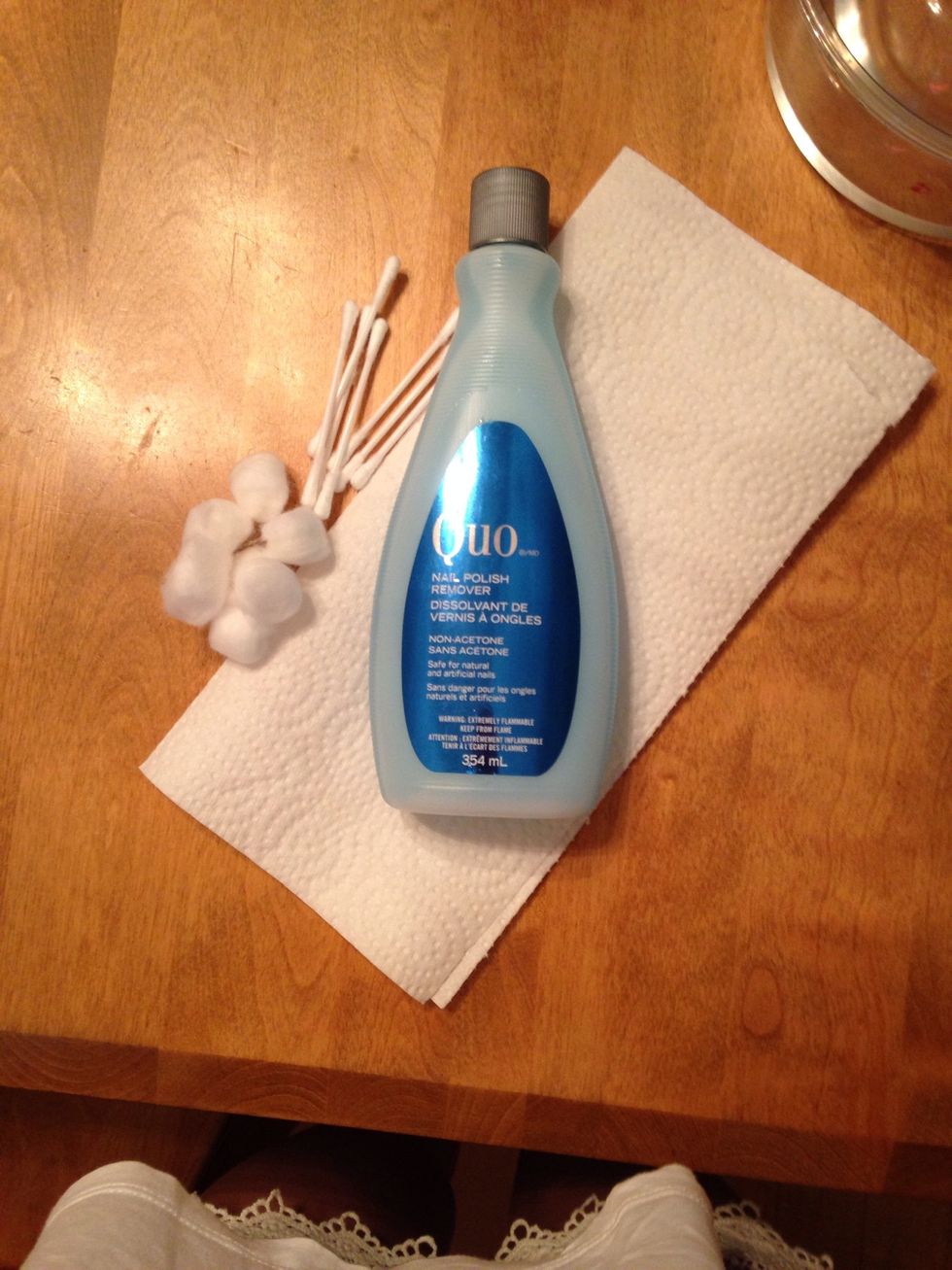nail polish remover, cotton swabs etc.