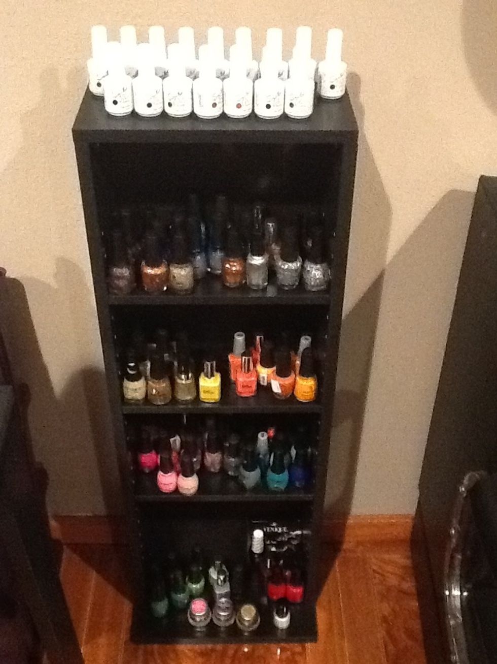 Nail polish shelf is a cd/DVD media shelf I found at Walmart for $40.