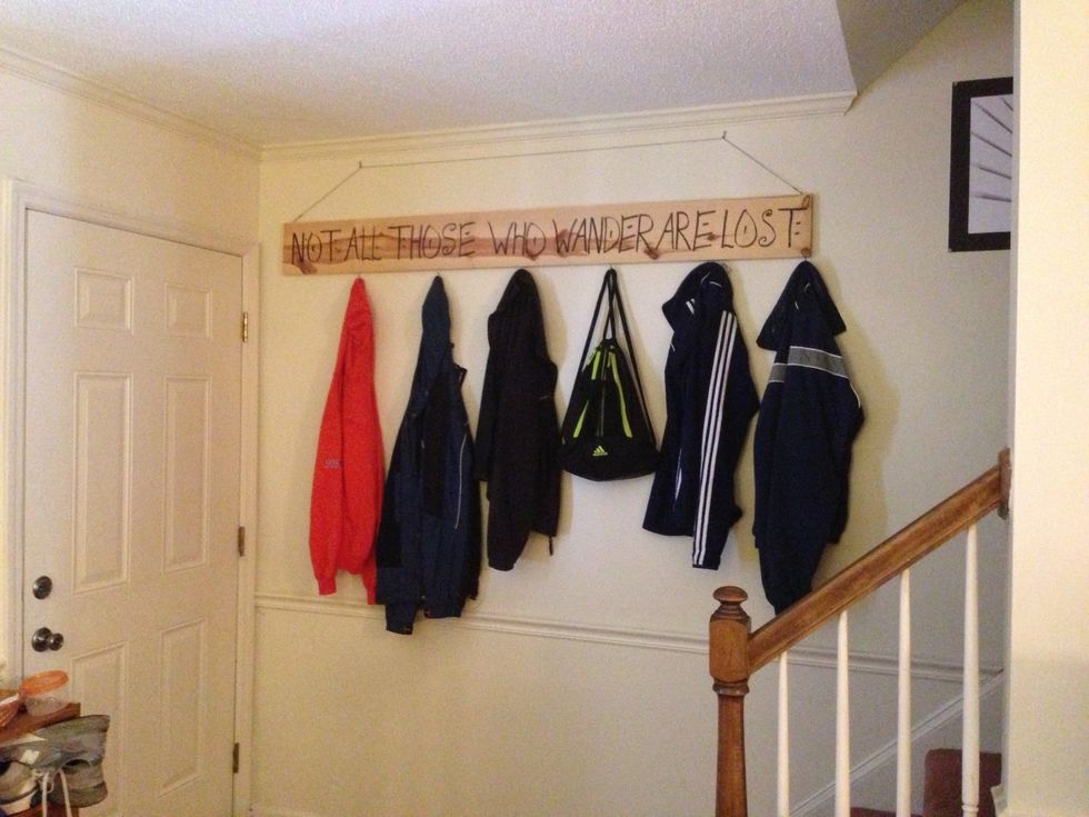 Nail the wall mounts into the wall about 4 feet apart. Try to get them into a stud with a stud finder if you have one.