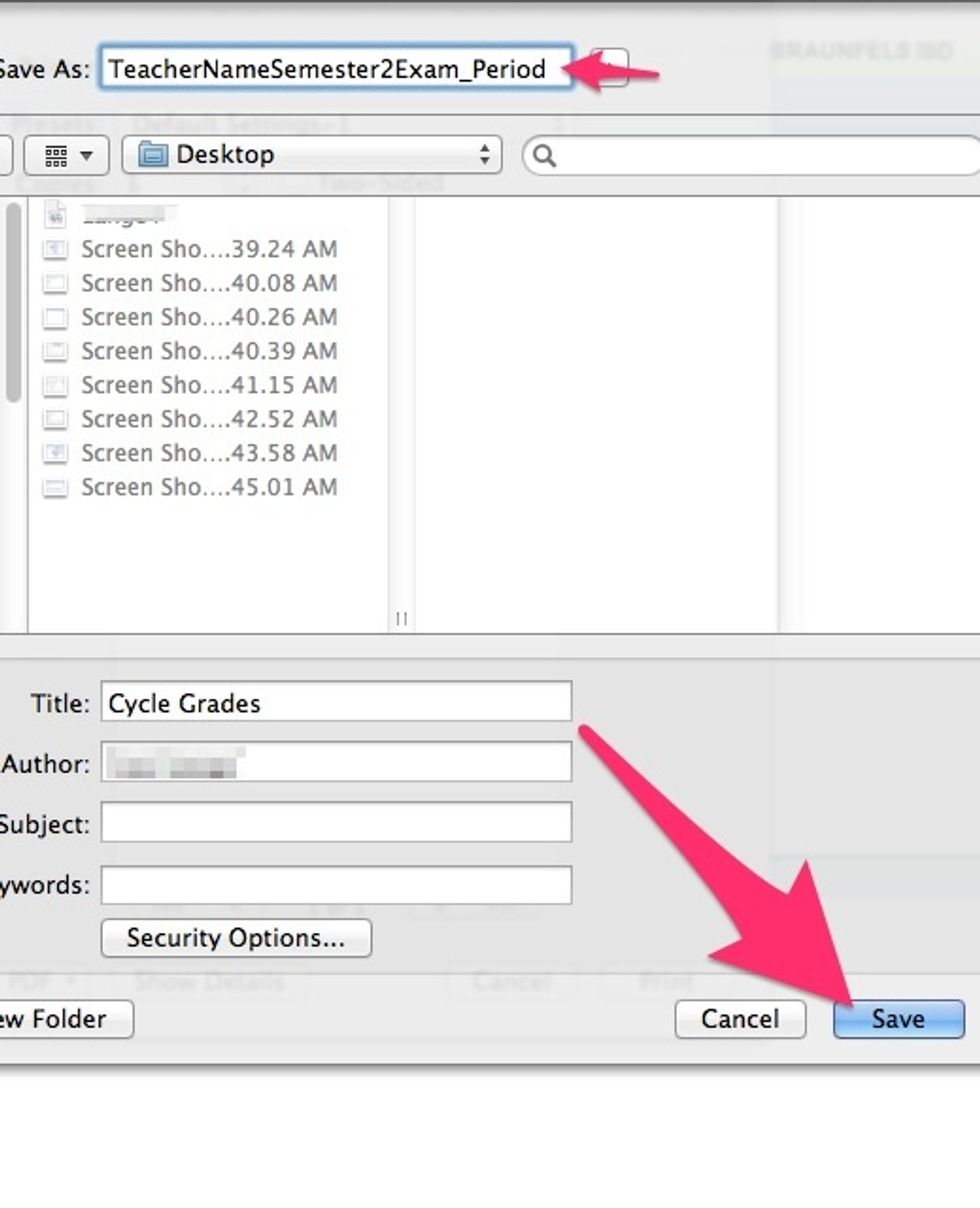 Name it for your last name, the semester and the course it represents, for example JonesSemester2_ThirdPeriod. Save to your desktop.