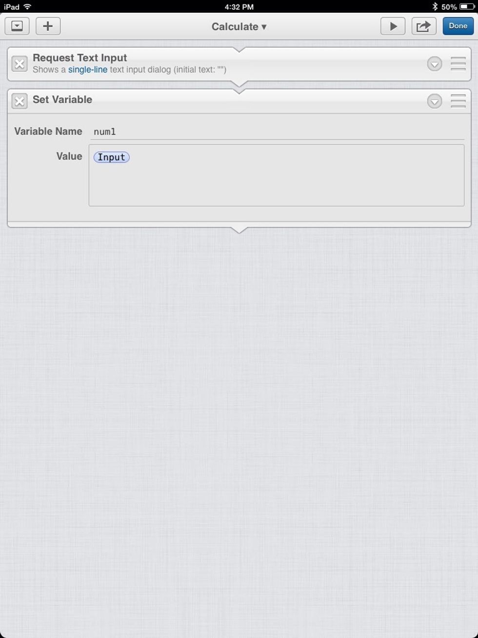 Name the variable "num1" (short for "first number").