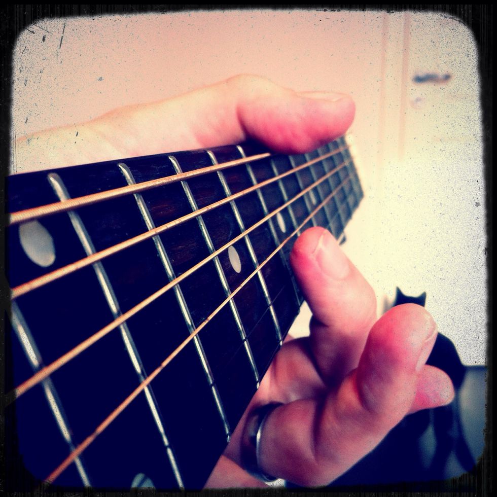 Natural harmonics without depressing the string.