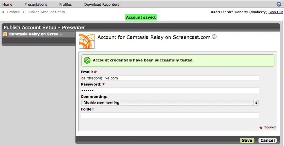 Navigate back to your recordings using the main menu link called presentations. You can copy and paste the links from here or from screencast to share with your friends and colleagues.